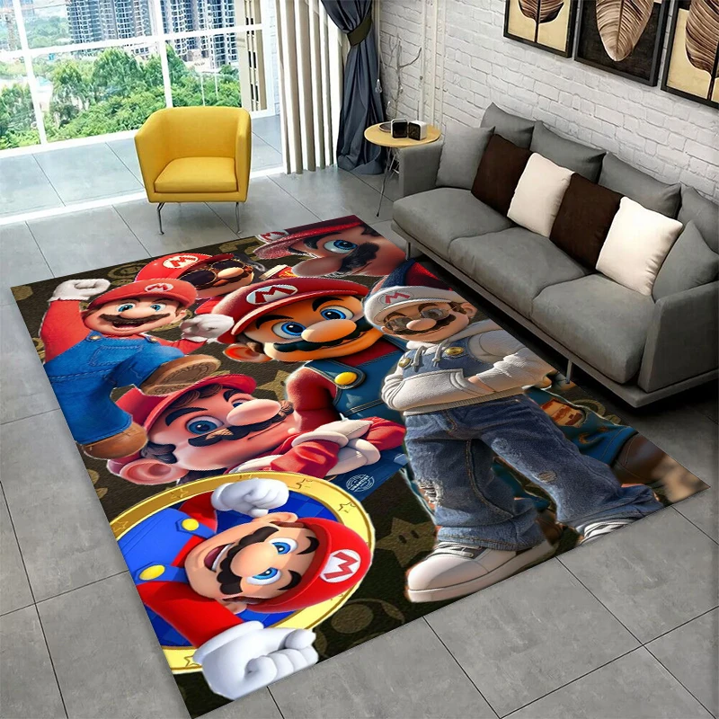Cartoon M-Mario Bros Game Tapijt Tapijt voor Speelkamer Slaapkamer Woonkamer Bank Home Decor, kinderen Gebied Tapijt Antislip Vloermat Gift