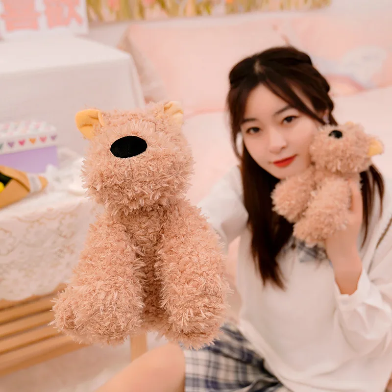 22-40cm Adorable Fluffy Hair Brown Dog plush toys stuffed Lifelike Doggie Doll Baby Appease Toys Kids Gifts