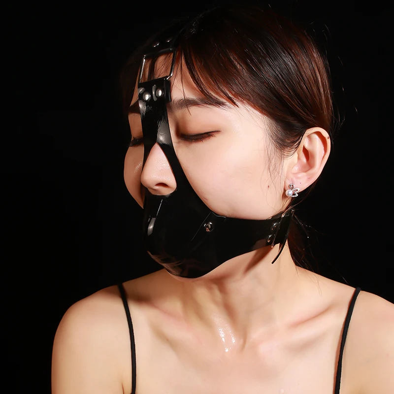 High-End Latex  Mouth Guard Cosplay Tool Thickened Strap Style with Latex Headset Party Performance Costume Accessories