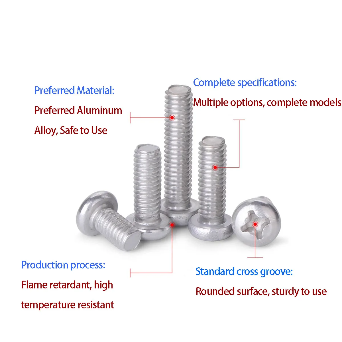 6061 Aluminum Alloy Pan Head Screw Screw Half Round Head Cross Screw M3M4M5M6M8