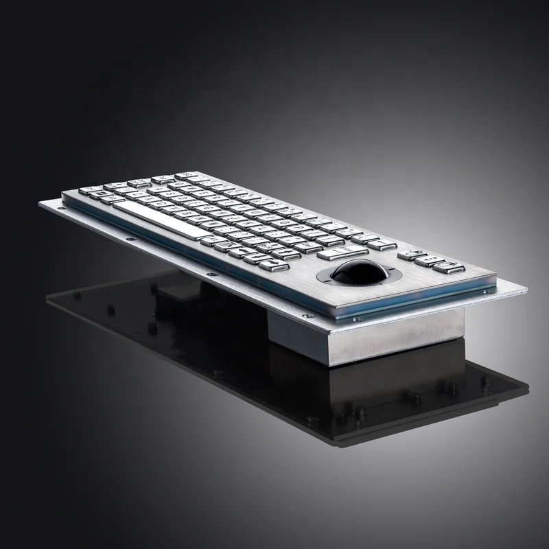 Hot Sell Now Industrial Stainless Steel Keyboard IP65 Waterproof Vandal Proof W/ Trackball Mouse Panel Mount USB Wired
