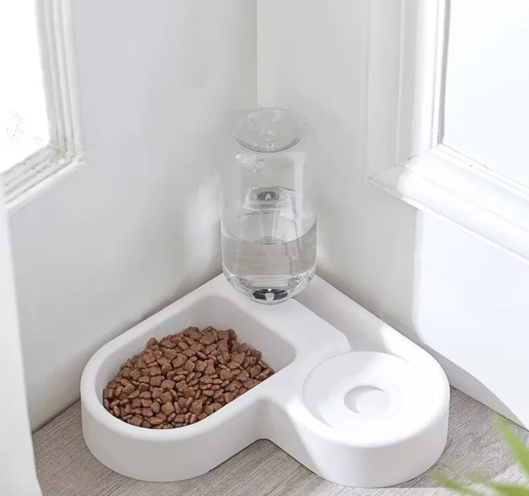 Dual-purpose Automatic Pet Feeding & Drinking Bowl, Love Shape Moisture-proof Cat Dog Bowl for Food and Water