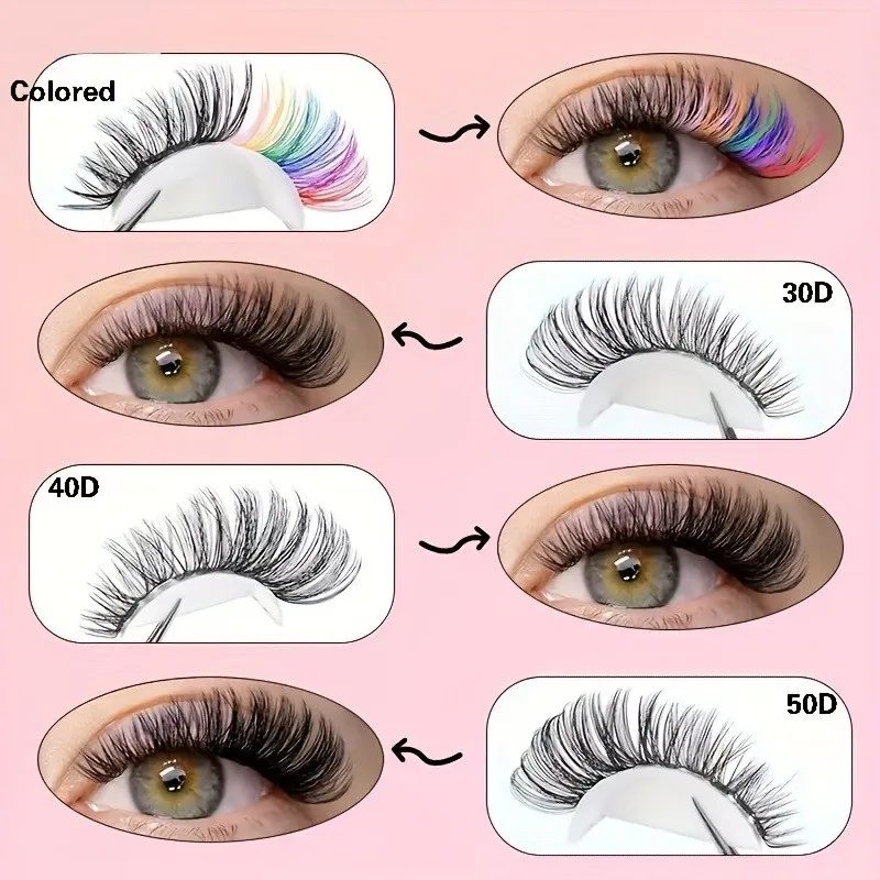 다채로운 혼합 세그먼트 DIY 가짜 속눈썹 연장 속눈썹 스타일리스트를 위한 도구 키트가 있는 단일 모발 대용량 800개 클러스터