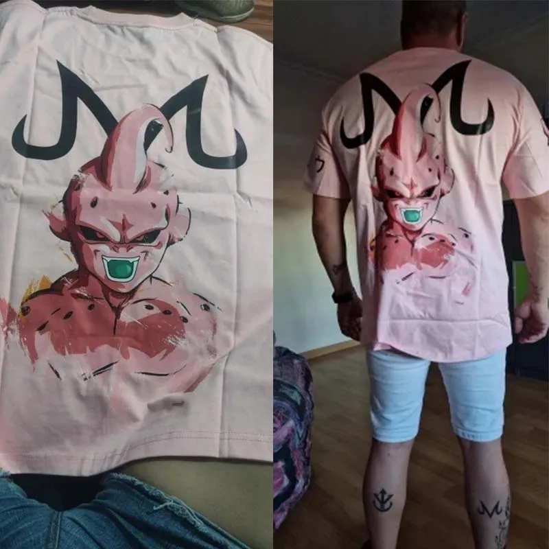 Dragon Ball Z Buu Print T-shirt Youth Men Oversize Anime Cosplay Summer Cotton Short Sleeve Top Casual Fashion Clothes Gift Man