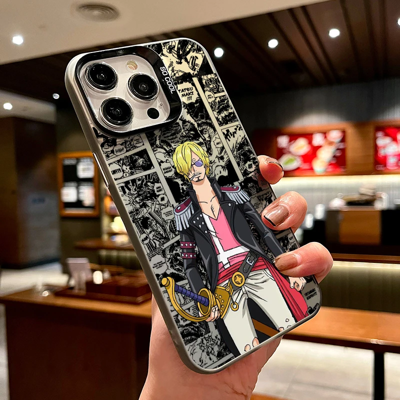 Japanese One Piece Luffy Cute For Apple iPhone 15 14 13 12 11 8 7 XS XR X Pro Max Plus Colorful Silver Back Phone Case