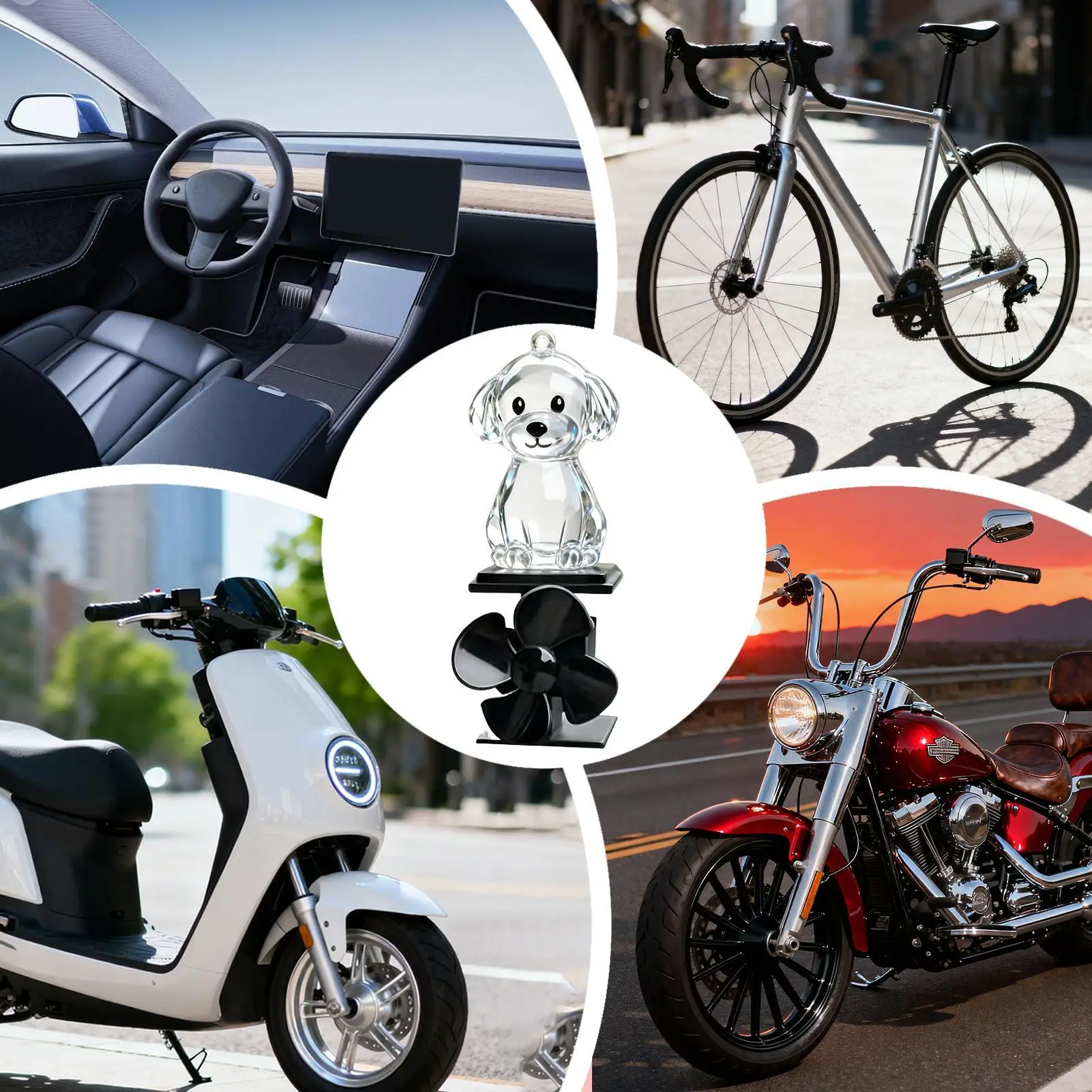 زينة الكلاب لتزيين الدراجات النارية مع ضوء LED تمثال حيوان يعمل بالرياح لمقود الدراجة النارية وركوب الدراجات الليلية في الهواء الطلق