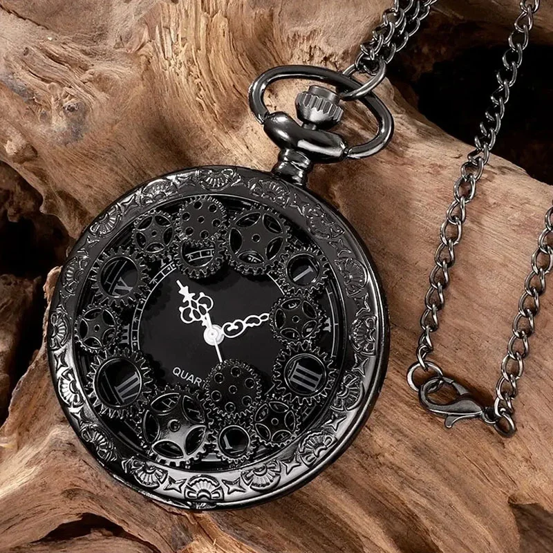 Classic retro pocket watch, simple digital face hanging chain, student watch