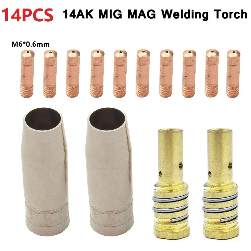

Gas Nozzle Tip Holder, 14Pcs Set for 14AK MIG MAG Welding Torch, Welding Torch Consumables, Suitable for TIG Welding