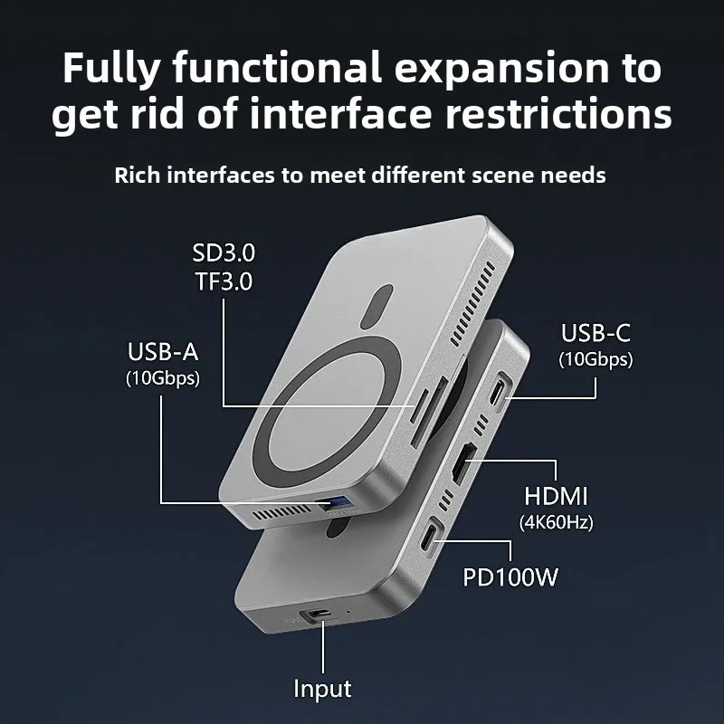 M.2 magnetische Dockingstation NVME Solid State Drive Box, Multifunktions-HDMI-High-Definition-USB3.2-Splitter