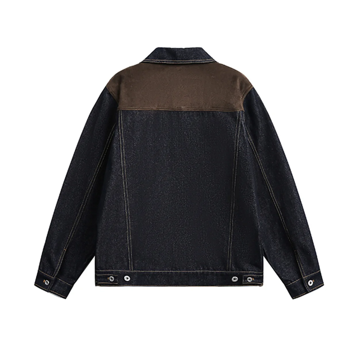 MWJLPWQ American Street Style Boxy Washed Denim Jacket For Men Autumn Turn-Down Collar Stylish Workwear Loose Casual Coat 20820