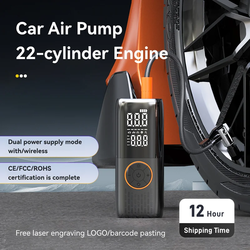 

Multi-Purpose Portable Tire Inflator 12V Air Pump with Dual Power Supply for Car Bike Motorcycle Ball