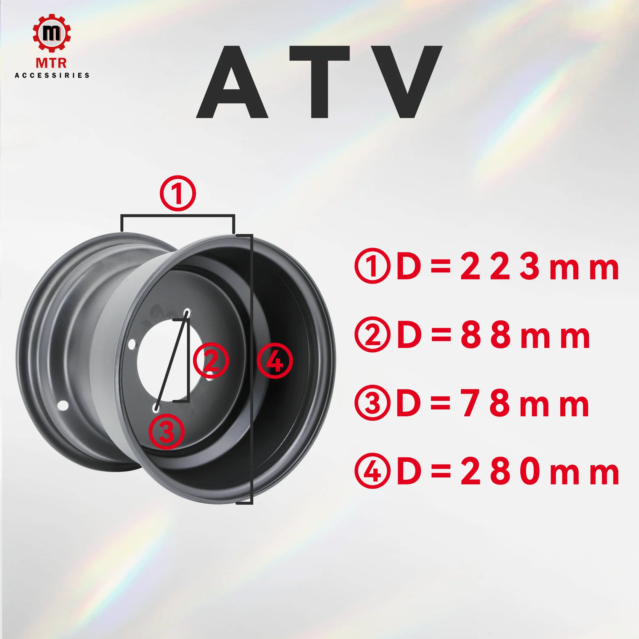 

ATV Rims Quad Wheels 10 Inches All Terrain Vehicle Metal Wheels Hubs