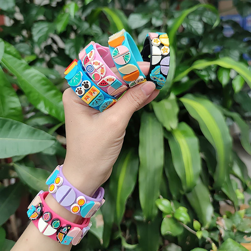 Creative DIY Dots Bricks Kids Bracelet Wristband Adjustable Length Blocks Cool Bracelet Cartoon Children's Day Gift