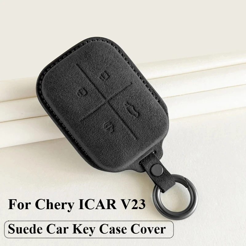 

Suede Leather Car Key Case For Chery ICAR V23 Car Remote Key Bag Protector Keychain Cover Shell
