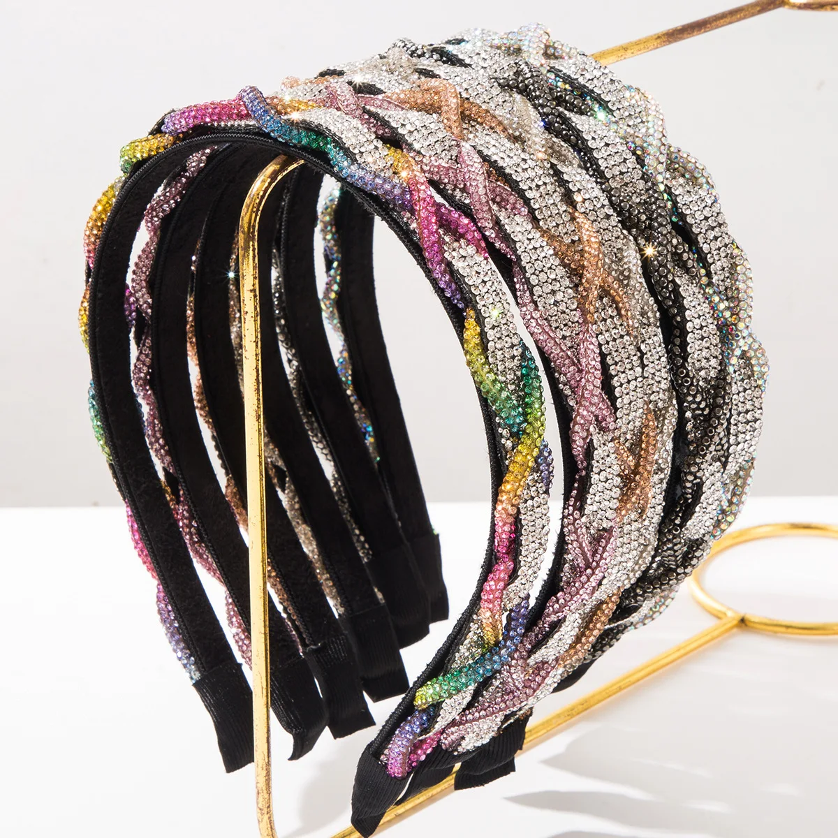 Ytterbium hair band new retro heavy industry twist chain rhinestone thin edge headband high-end court style headgear