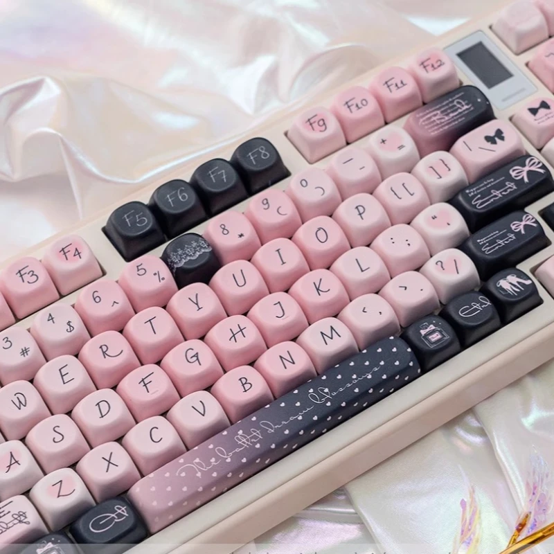 Dream Ballet Theme Keycaps Set PBT Sublimation MOE Profile Keycaps for Mechanical Keyboard Custom Cute Pink Spherical Key Caps