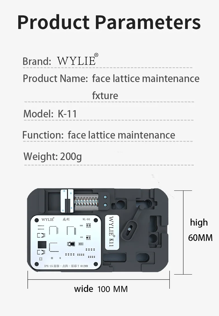 Mechanic f-fix WYLIE K11 accesorio de reparación de matriz de puntos de teléfono para X-15PM de teléfono, reparación de celosía de identificación facial, plataforma de plantilla de Reballing BGA