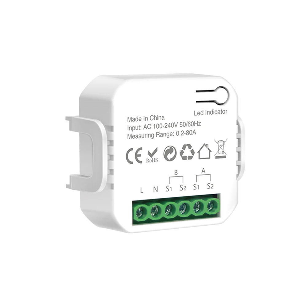 

Smart Energy Meter TY Power Consumption Monitor with 2 80A CT Clamp Electricity Statistics Current Transformer Electricity Usage