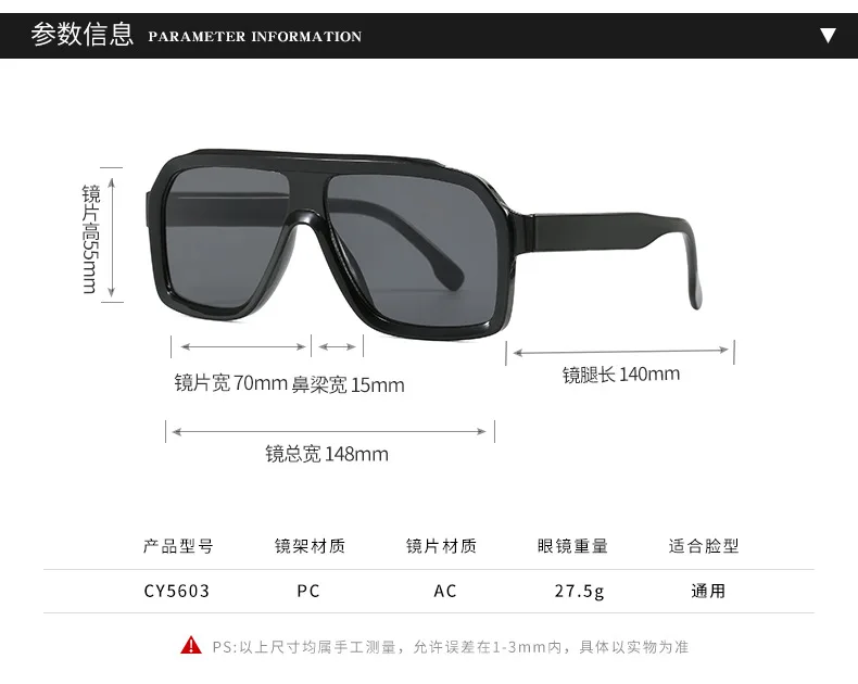 Neue Pilot Vintage Quadratische Sonnenbrille für Damen und Herren Rechteckige Sonnenbrillen Weibliche Brillen Sonnenbrillen für Männer und Frauen – Detail 7