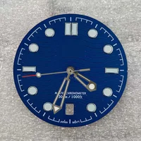Kit de cadran et aiguilles de montre 31mm NH35, logo S, finition mate ondulée, date unique, luminescence verte, aiguilles squelette, pièces de modification pour montres de plongée. 4