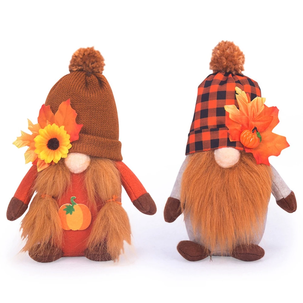 Autumn Decorations Gnome Figurines Pumpkin Maple Leaf Swedish Elf Dwarf Halloween Thanksgiving Decoration Xmas Gifts