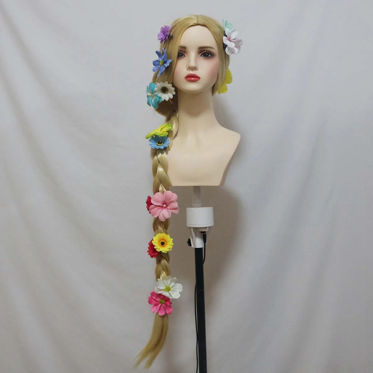 Fairy Princess Party Cosplay Tangled Rapunzel Women Long Blonde Braided Wig