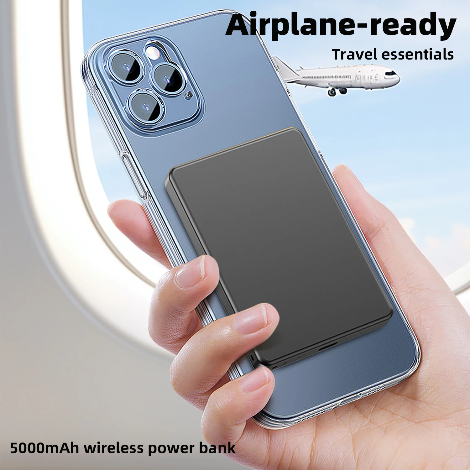 Magnetische Powerbank 5000 mAh, kabelloses tragbares Ladegerät mit USB-C, kompatibel mit 16/16 Plus/16 Pro/16 Pro Max15/15 Plus/15 Pro/15 Pro Max, für iPhone 14/13/12 Serie
