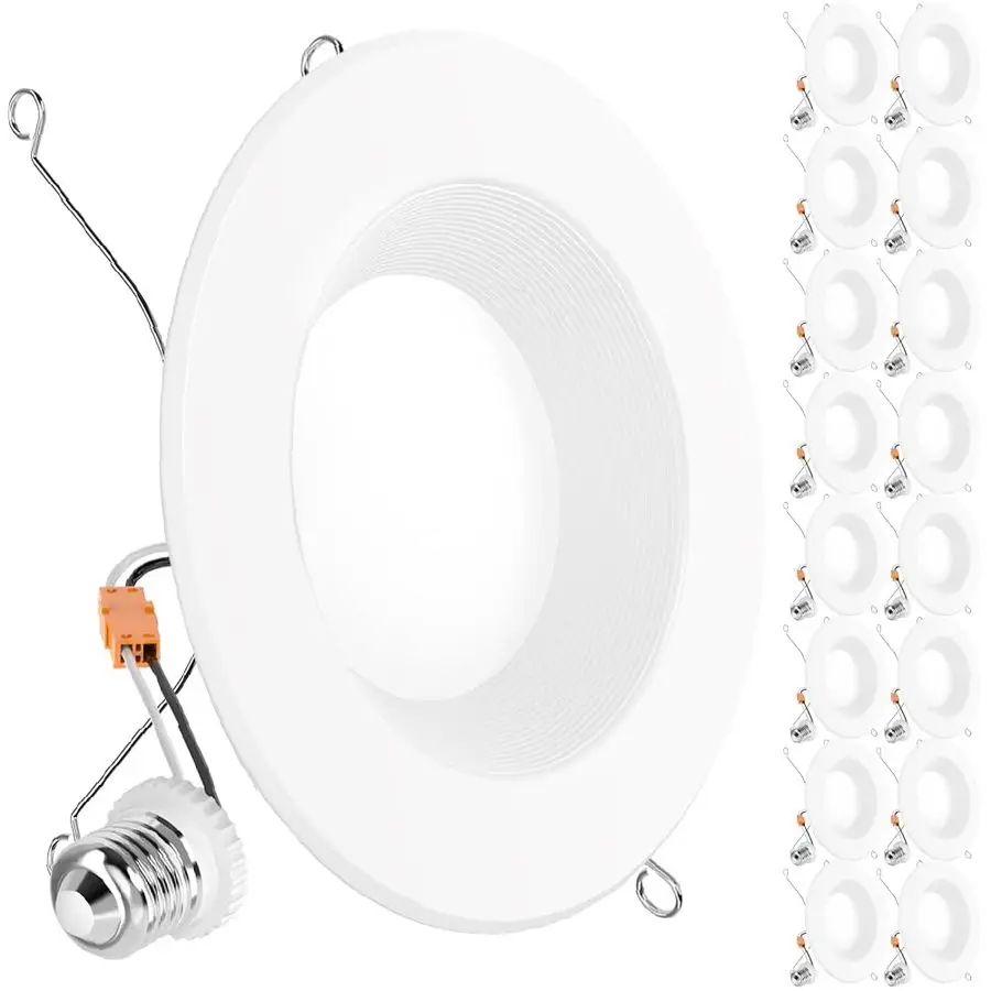 

16 Pack Retrofit LED Recessed Lighting 6 Inch, Downlight Can Lights for Ceiling, Baffle Trim, 965 LM, 13W 120W Equivalent, 6000K