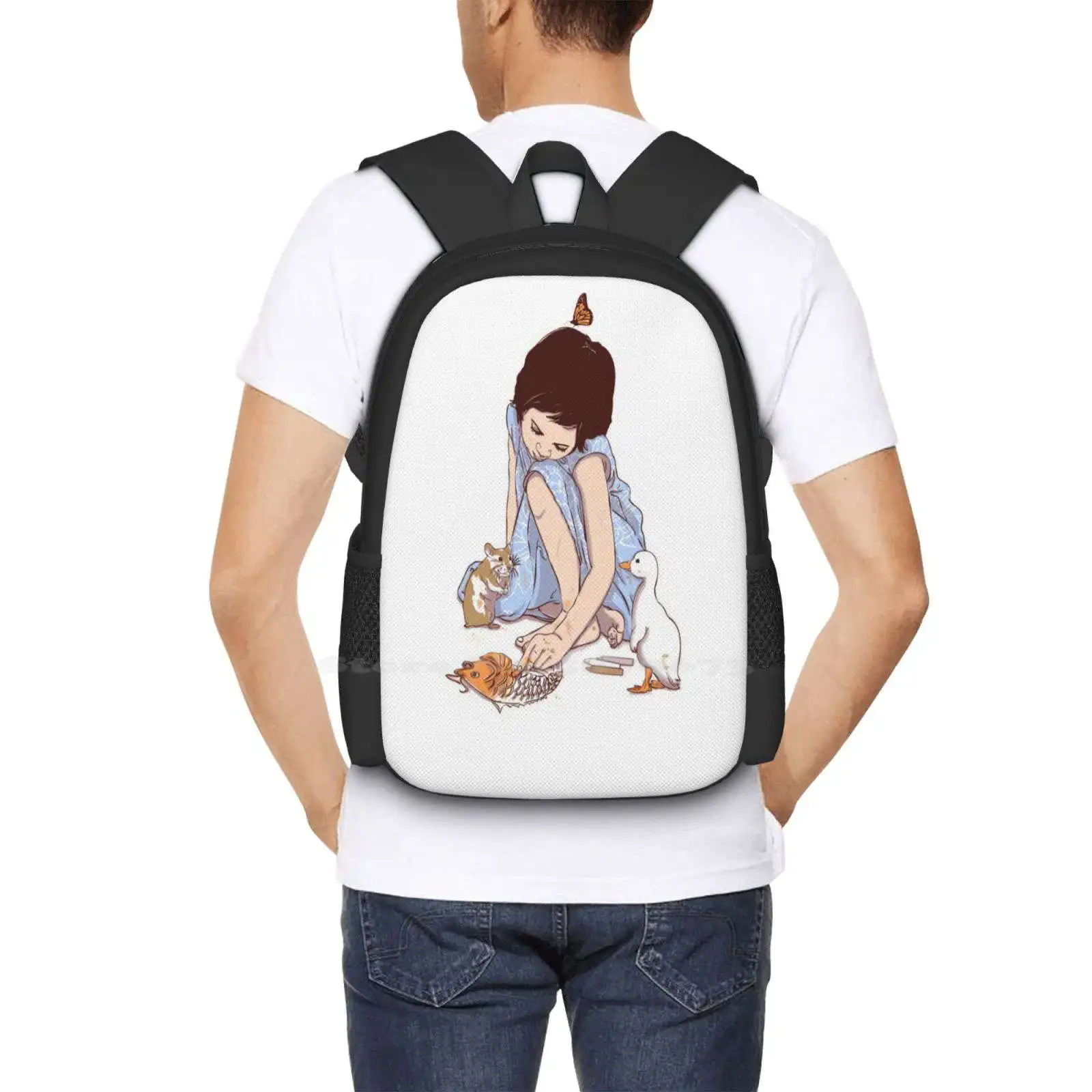 Erstellen Sie Leben 3D-Druck Design Rucksack Studenten tasche Hamster Ente Koi Karpfen Buntstift Xiaobaosg magischen Leben