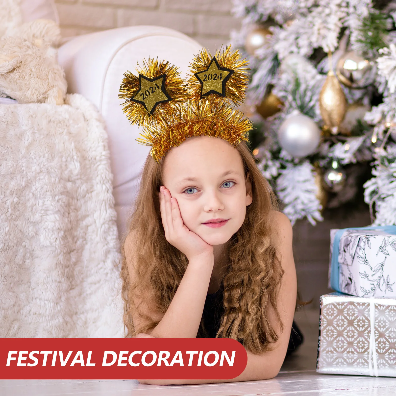 

3Pcs Glitter 2024 New Year Headband Party Hairband Photo Prop Decorative Accessory for Women Girls New Year Celebration