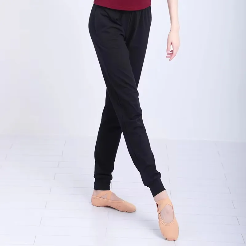 Pantalones de baile negros para mujer, pantalones de Yoga para práctica de Ballet cónicos de pierna ancha para baile, Fitness, deporte