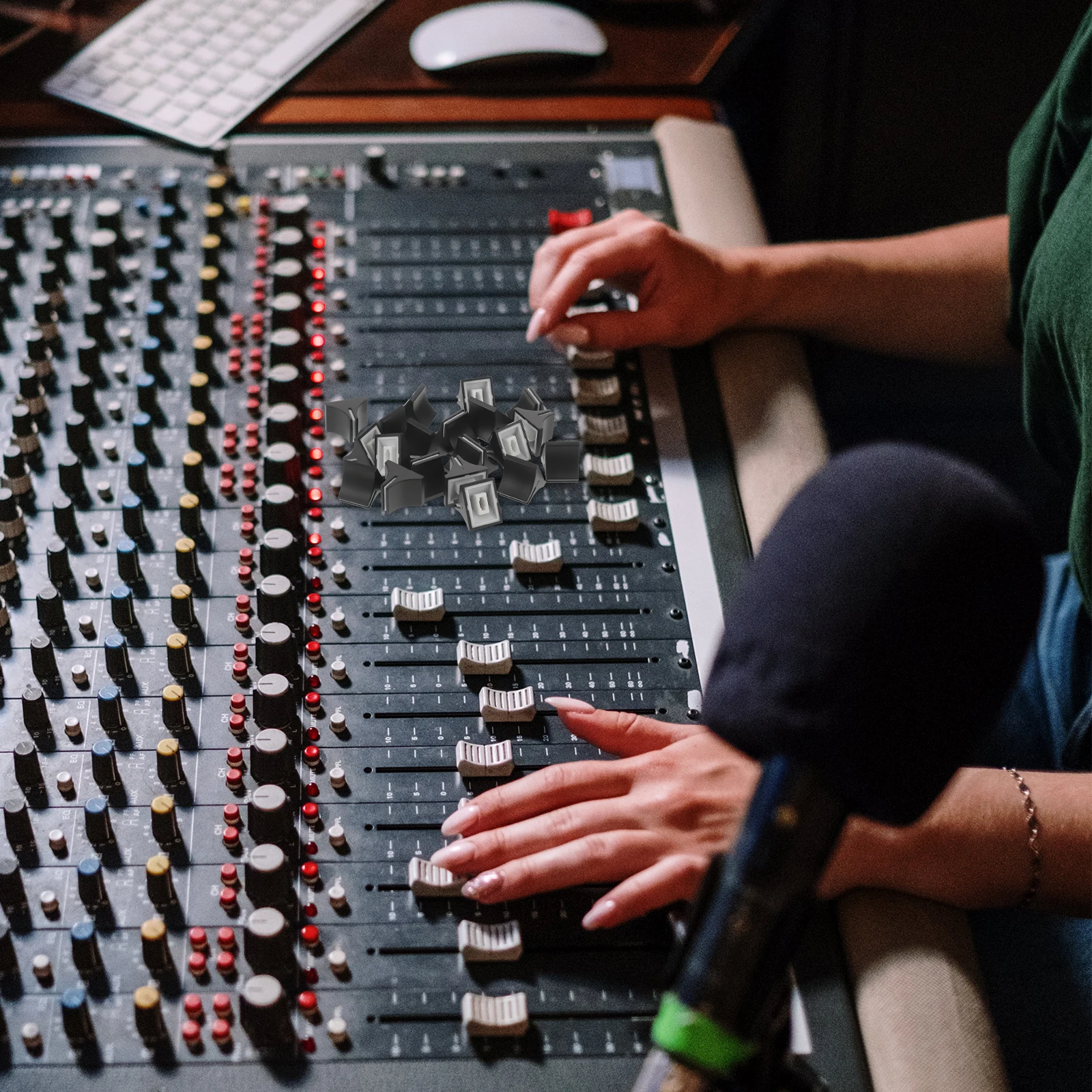 

20 Pcs Push Keycap Screw Covers Ear Pull Plastic Control Knobs Replacement for Music Mixer