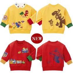 Miki Boys' Clothes Autumn New Cartoon Bear Dinosaur Embroidery Long Sleeve Sweatshirt Top