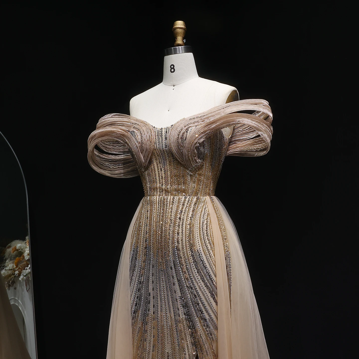 شارون سعيد فستان سهرة حورية البحر أسود طويل أنيق بدون أكتاف تنورة مطرزة للنساء للحفلات الراقصة SS717 مخصص