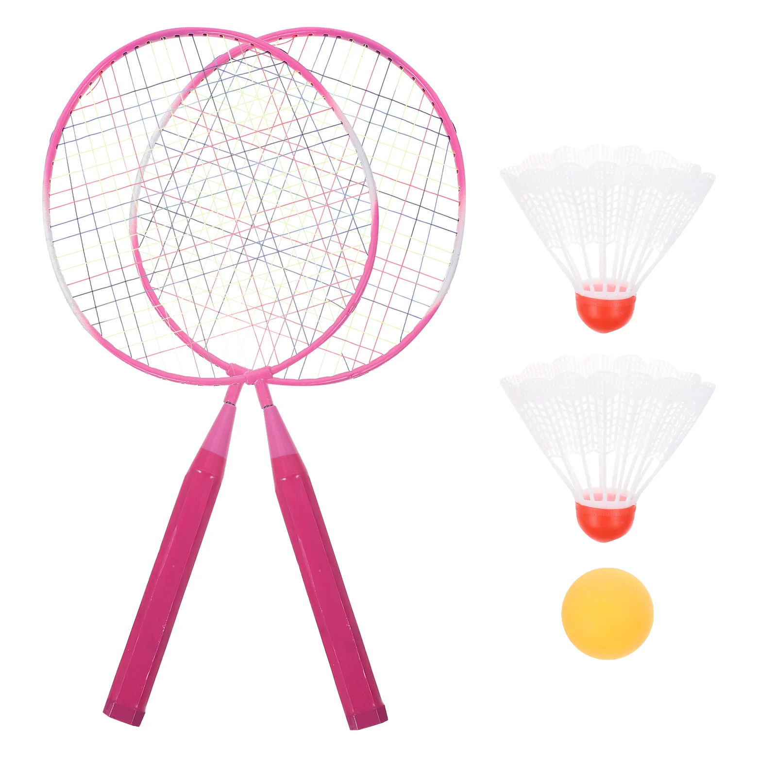 1 conjunto colorido raquete de badminton treinamento iniciante esportes ao ar livre lazer brinquedos conjunto badminton para crianças jogando (rosa)