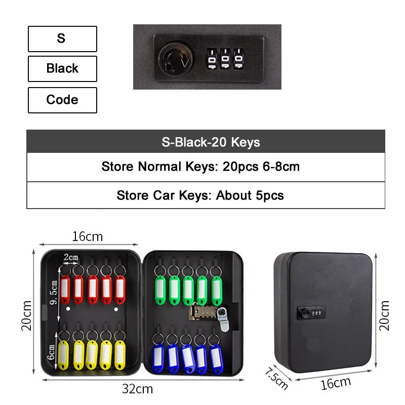 Key Safe Box New Multi Keys Storage Box Password Spare Car Keys Storage Organizer Box for Home Office Factory Store Use