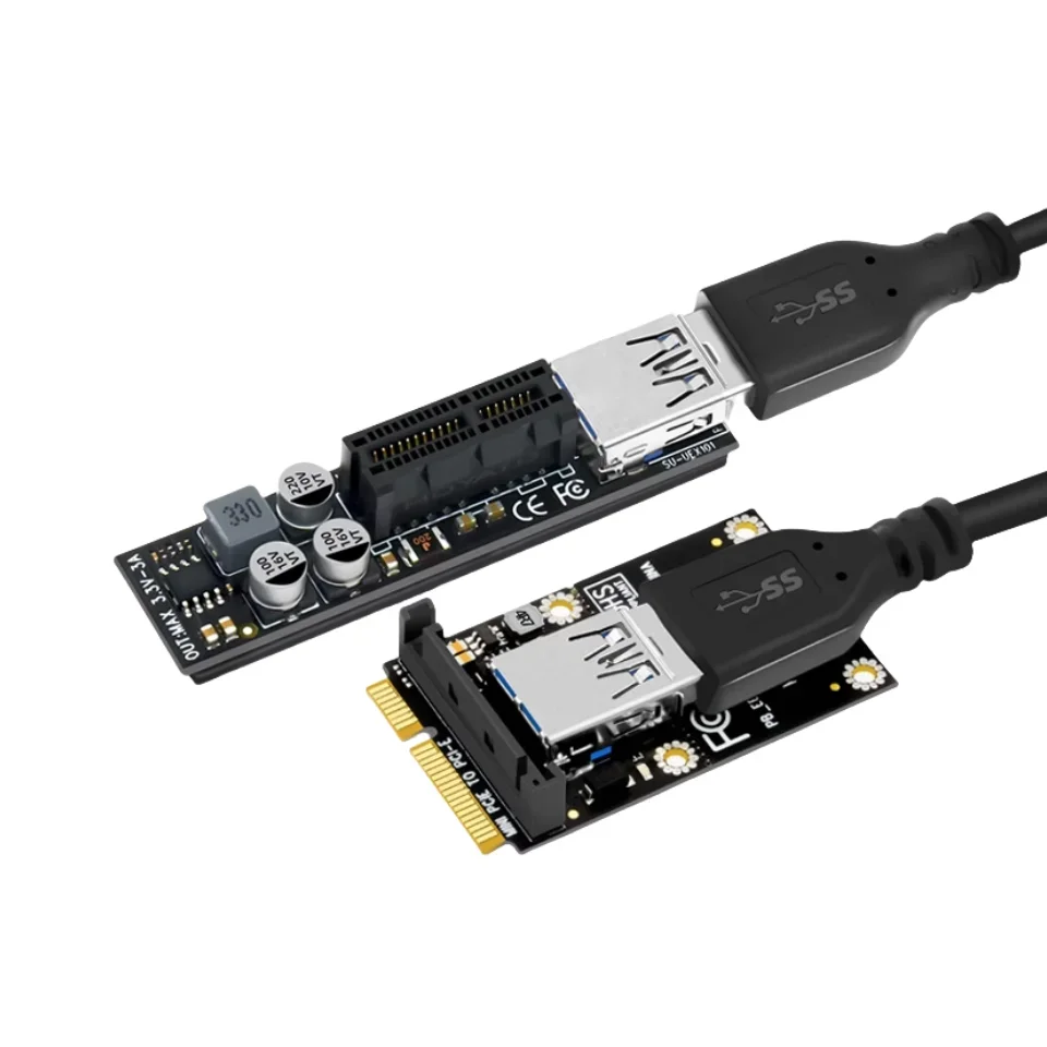 Mini PCI-E/ NVMe M.2 To PCI-E X1/X4 Riser USB 3.0 PCI Express 1X 4X Extension Cable Adapter Card Expansion Power Module -Desktop