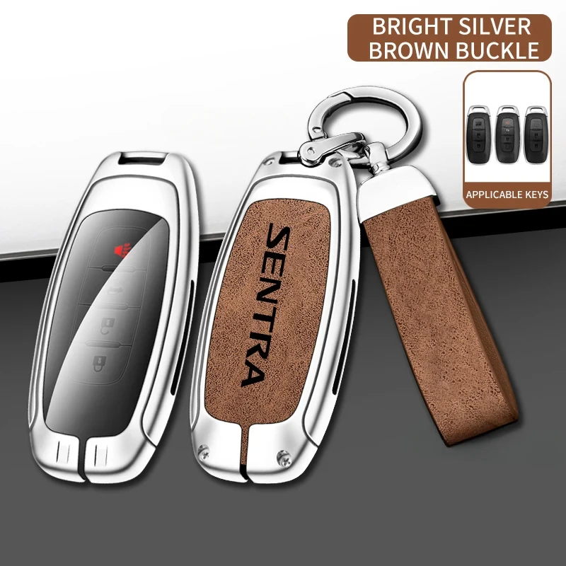 

Zinc Alloy Leather Key Bag Suitable for Nissan SENTRA B13 B14 B15 N16 Car Key Case 2024 2020 2017 Car Accessories