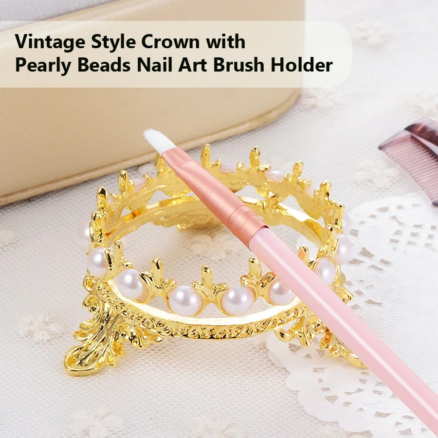 Kroon Ontwerp Nail Art Borstel Houder Set Pen Displayer Gereedschap Acryl Uv Gel Steun Voor Decoraties