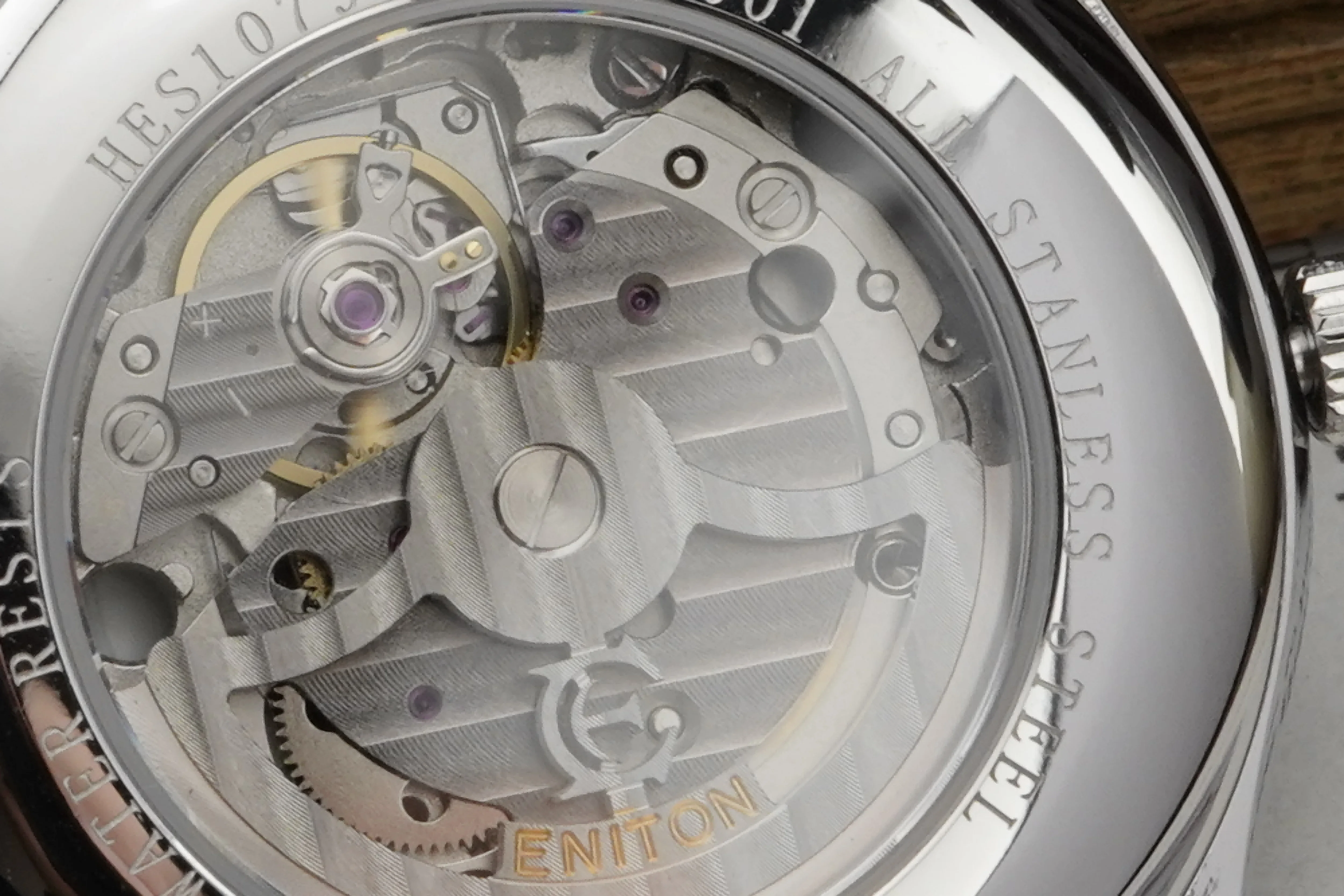 ENITON nuevo 41mm 8217 parte trasera transparente reloj de hombre de alta calidad cristal de zafiro cuero negocios moda de lujo