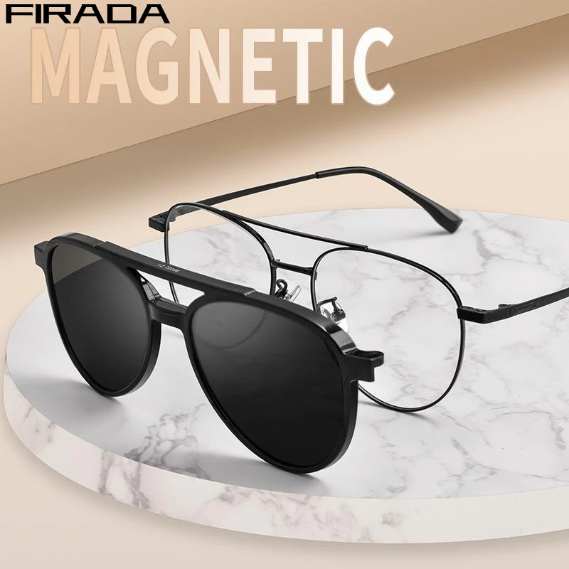 FIRADA Fashion wygodne okulary magnetyczne Vintage podwójna wiązka okulary Aviator okulary korekcyjne ramka dla kobiet mężczyzn 86002