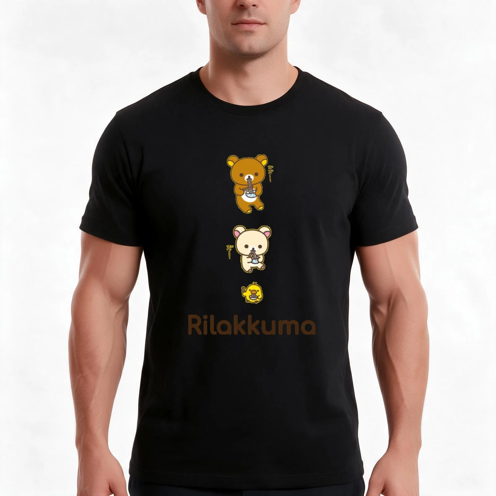 Rilakkuma Rilakkuma and friends_ T-Shirt, Summer Casual Cotton Tee, Oversized Streetwear Tops, Vintage Graphic Print