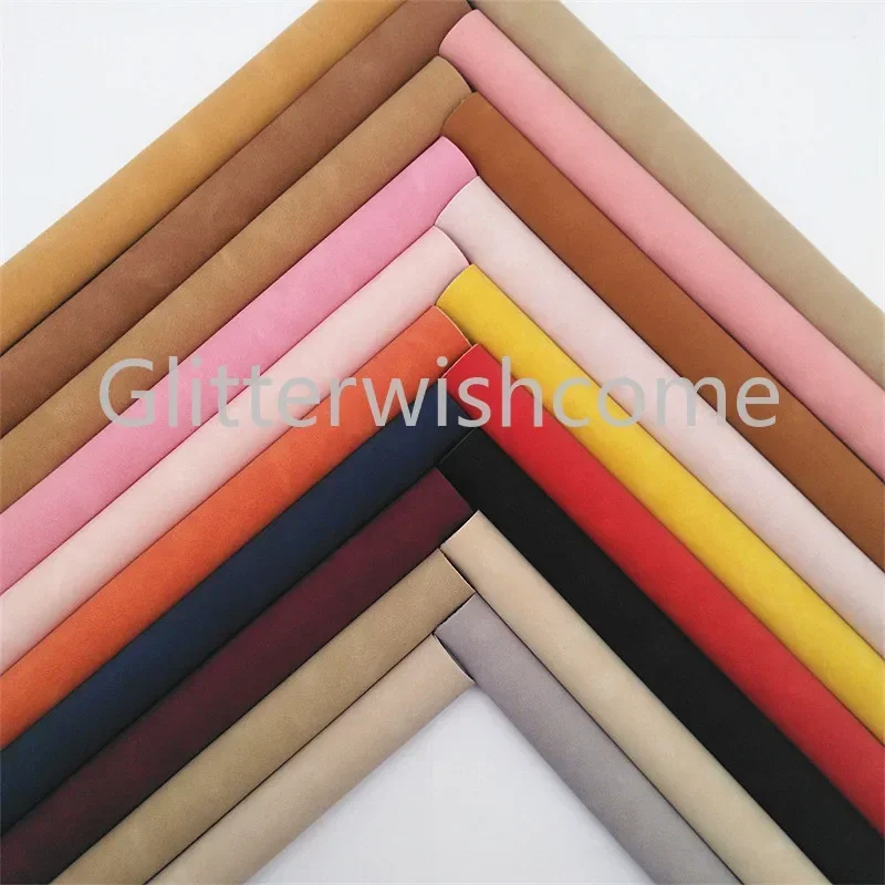 Hojas de tela de cuero sintético de gamuza Vintage, cuero con respaldo de fieltro, cuero Artificial de dos tonos para lazos, bolsos, pendientes DIY HQ119