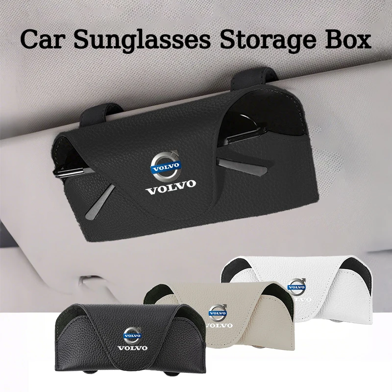 

Car Visor Storage Box Glasses Case Sunglasses Holder Clip Sticker For Volvo AWD C30 C70 S60 S80 S90 T6 V40 V50 V60 V70 V90 X