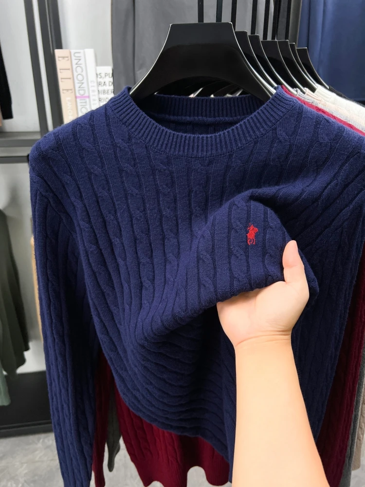 Роскошный брендовый свитер с вышивкой для гольфа, мужской свитер с круглым вырезом, осень-зима, классический модный изысканный жаккардовый вязаный пуловер