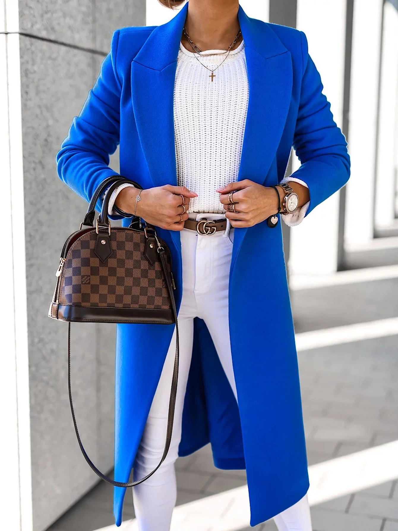 

Женское пальто с длинными рукавами и лацканами, однотонная повседневная модная осенне-зимняя повседневная базовая верхняя одежда