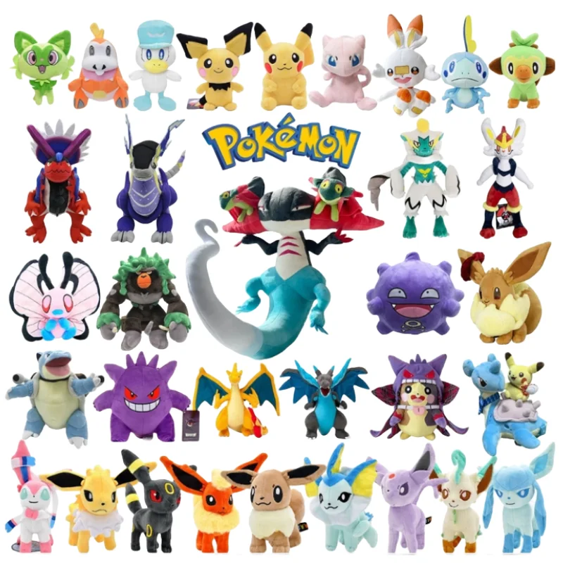 70 Styles Pokemon Plush Toy Dragapult Gengar Pikachu Eevee Evolution Scorbunny Cinderace Doll Morpeko Christmas Gift for Kids