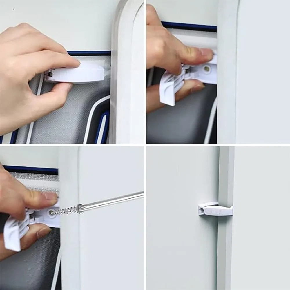 5Pcs 스프링 장착 도어 캐치 홀더 래치 인테리어 캐비닛 충격 방지 캠핑카 수하물 도어 래치 플라스틱 수하물 캐치 홀더