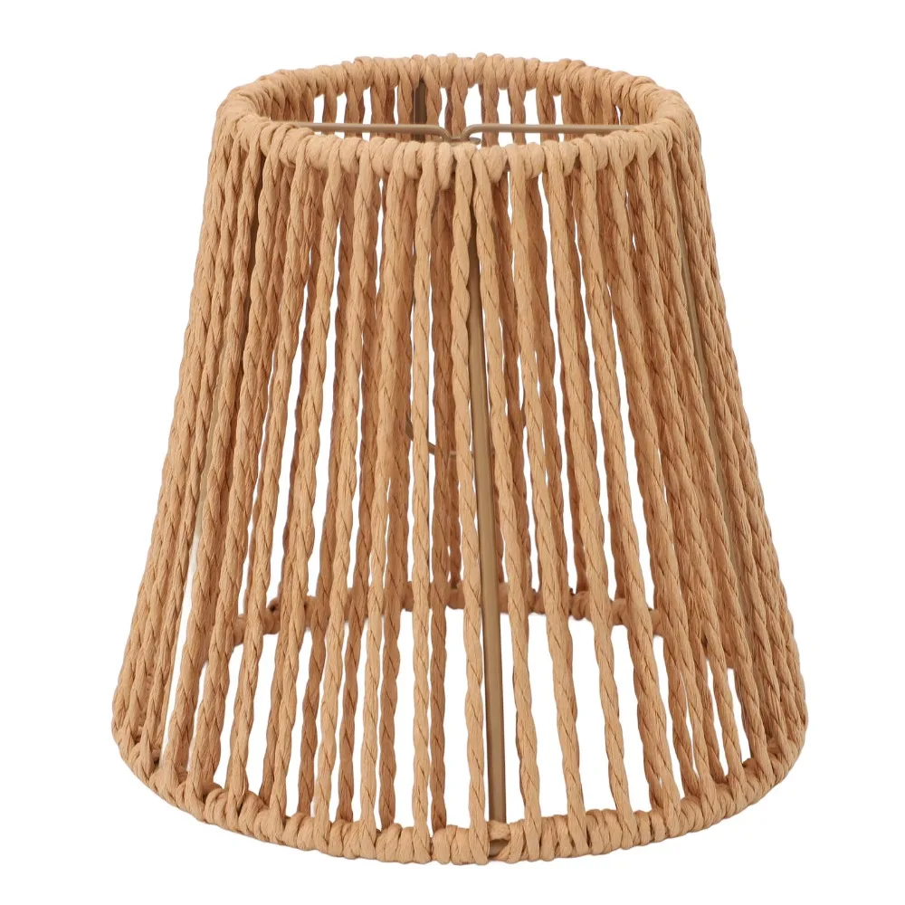 3PCS Simple Handwoven Rattan Lampshade Clip On Design 5.5 inch Height Chandelier Lamp Shades Lamp Cover Wall Lamp