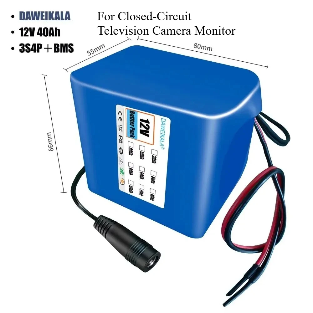 12V 3S2P 40000mAh Rechargeable Lithium-ion Battery Pack / Suitable for Closed-Circuit Television Camera Monitor